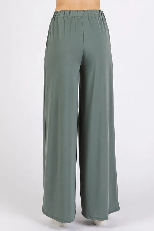 Mittoshop Yoga Air Stretch Elastic Waist Wide Leg Pants