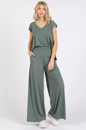 Mittoshop Yoga Air Stretch Elastic Waist Wide Leg Pants
