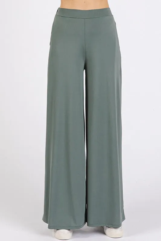 Mittoshop Yoga Air Stretch Elastic Waist Wide Leg Pants