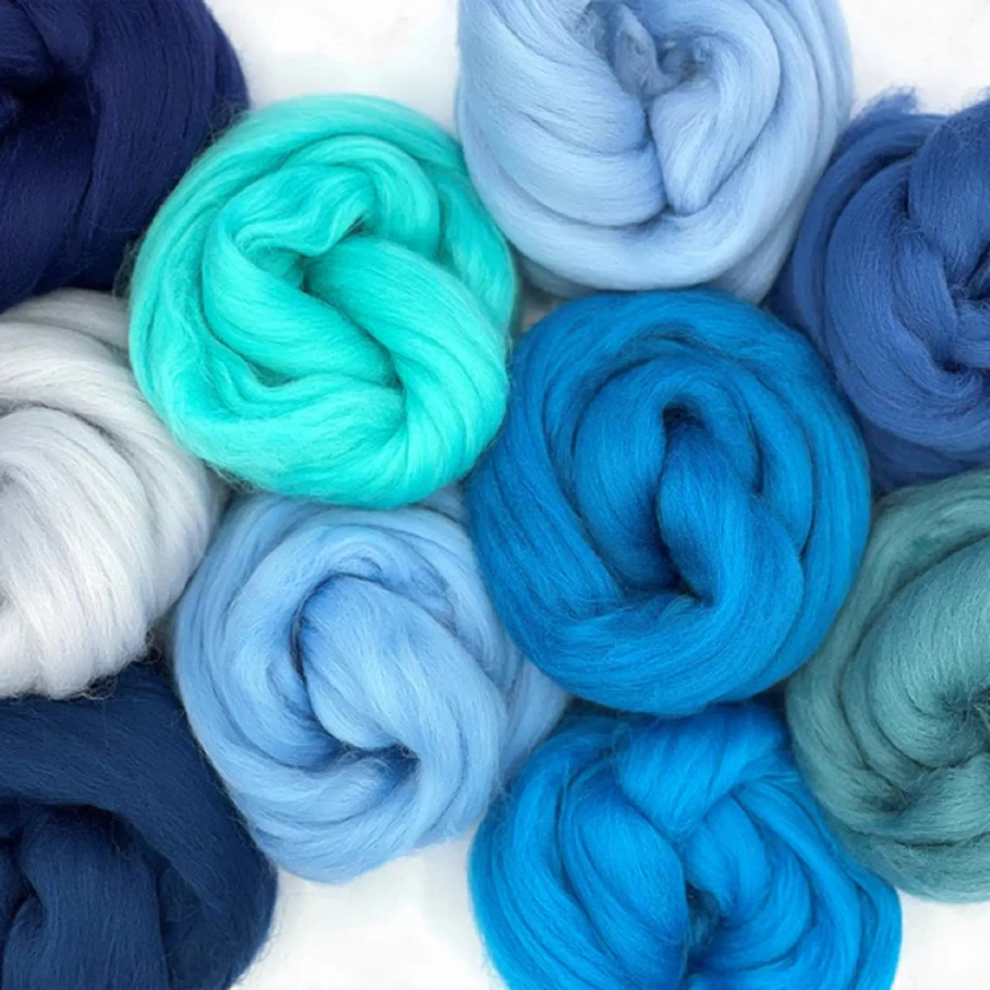 Mixed Merino Wool Variety Pack | Wooly Waves (Blues) 250 Grams, 23 Micron