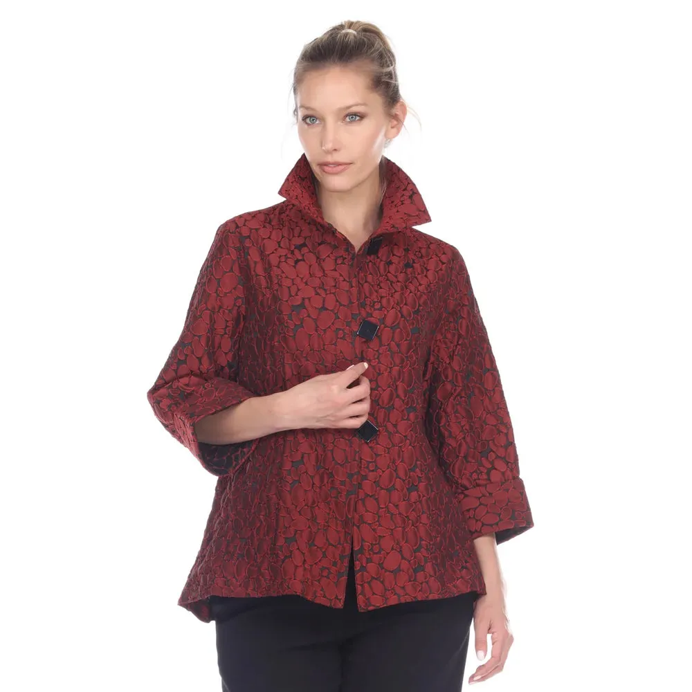 Moonlight Jacquard Button Front Jacket in Red -  2453-TAF -Size S Only!