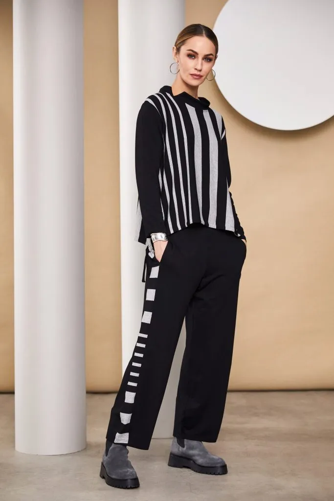 Naya Soft Stretch Wide leg trouser with stripe Naw24234