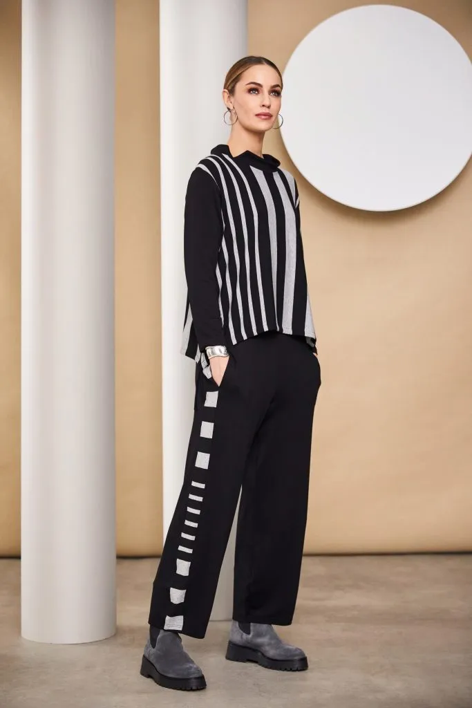 Naya Soft Stretch Wide leg trouser with stripe Naw24234