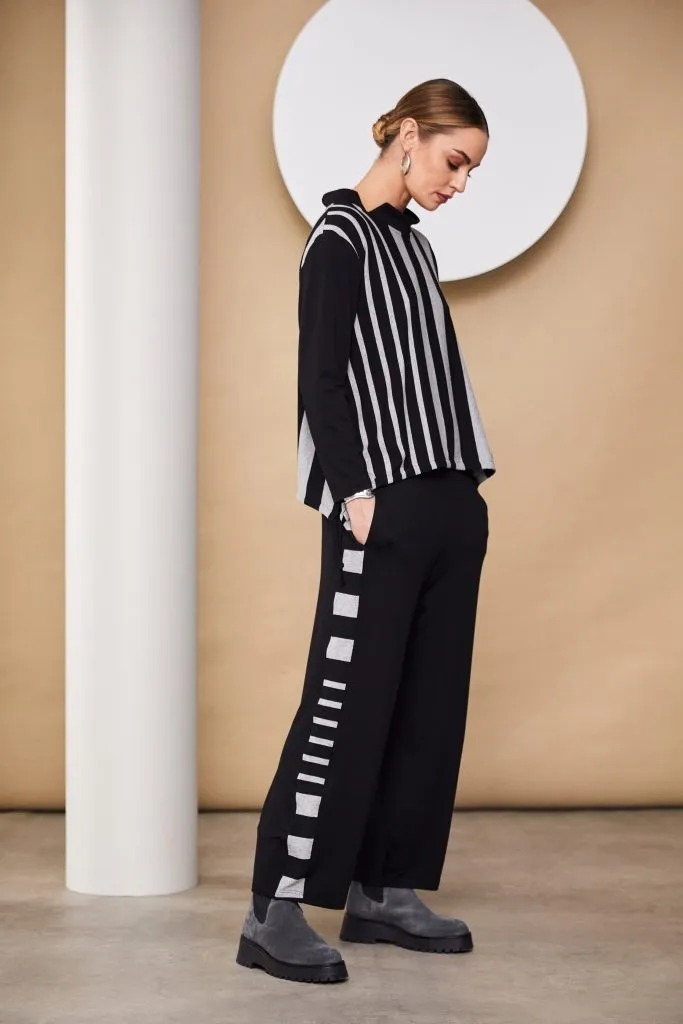 Naya Soft Stretch Wide leg trouser with stripe Naw24234
