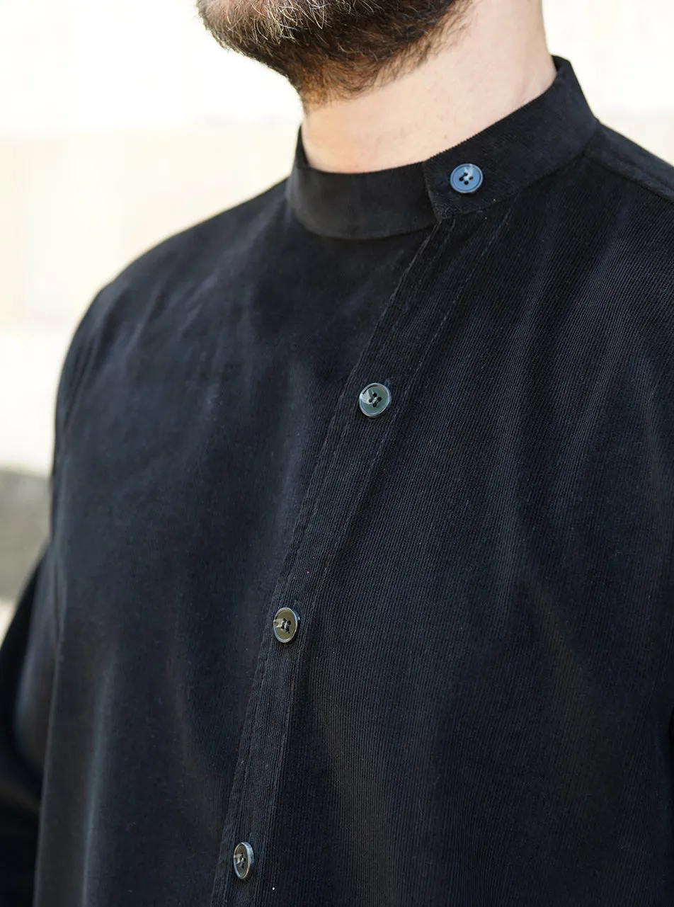 Off Center Buttoned Corduroy Shirt