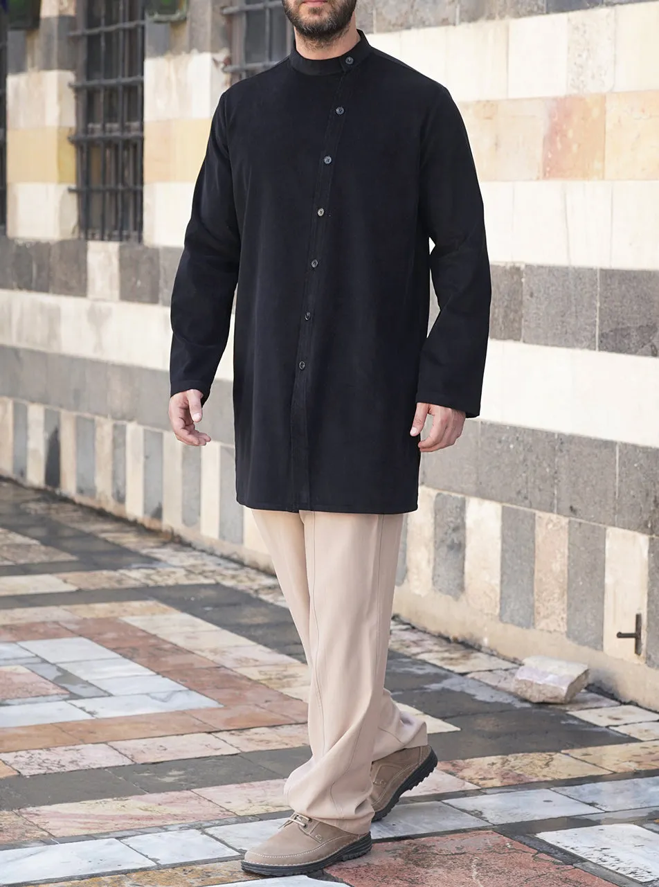 Off Center Buttoned Corduroy Shirt