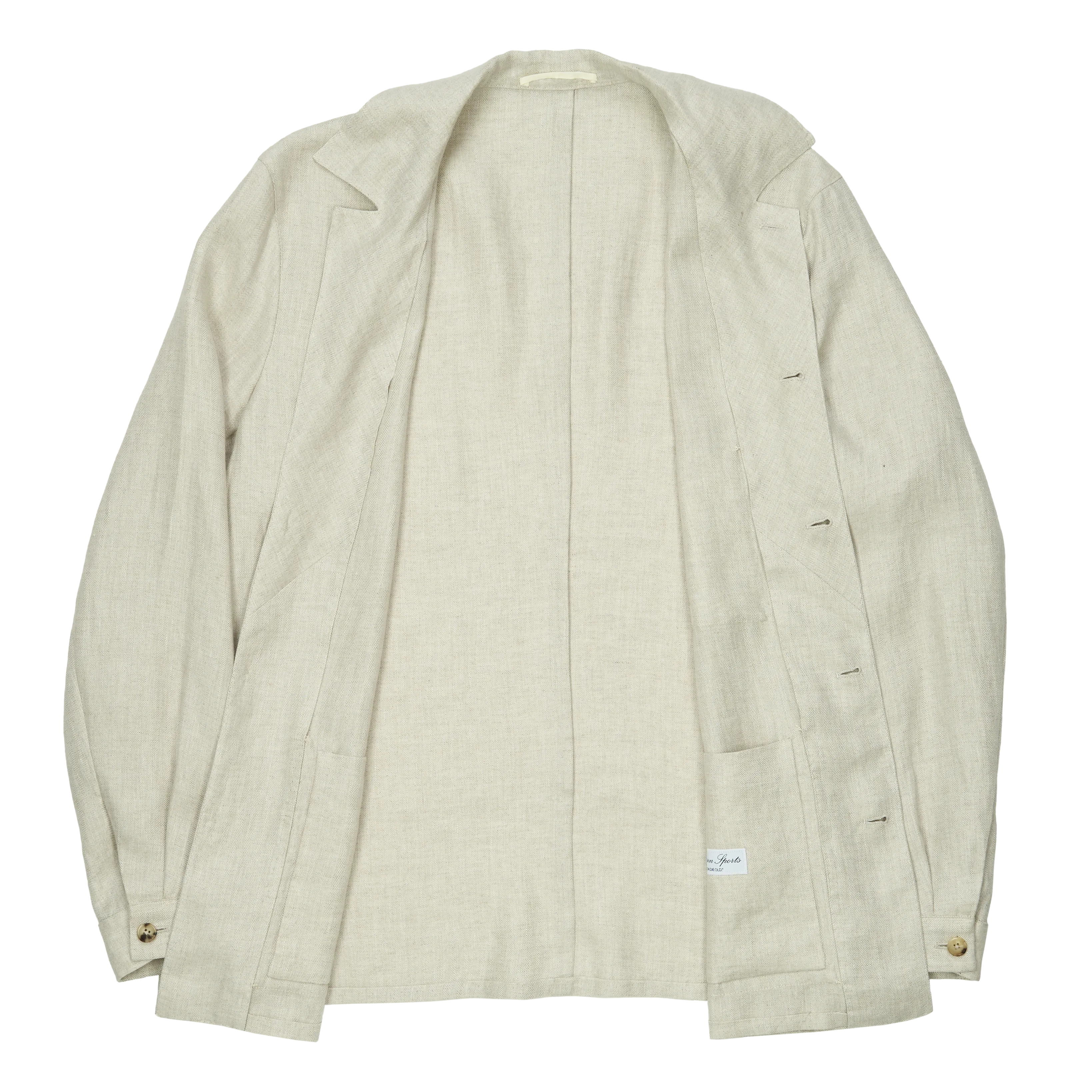 P. Johnson Shirt Jacket in Beige Herringbone Linen