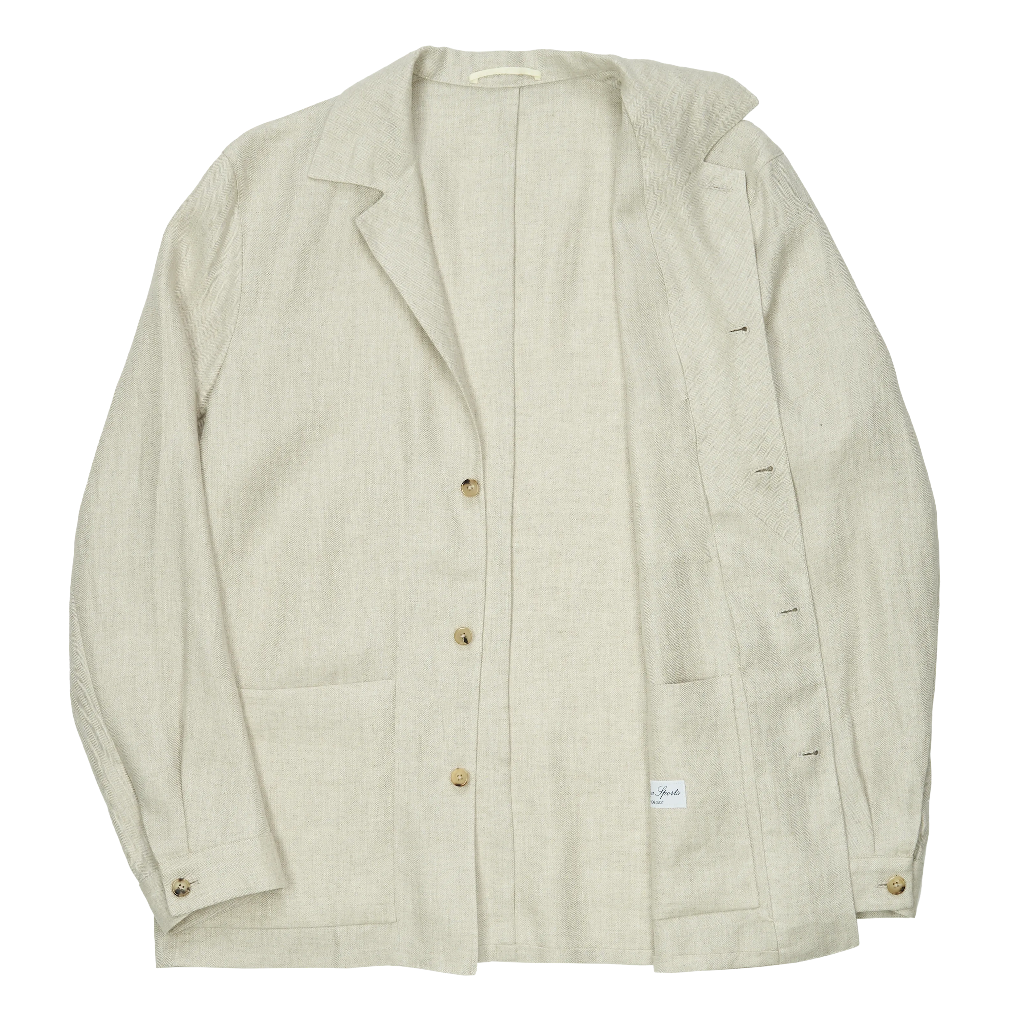 P. Johnson Shirt Jacket in Beige Herringbone Linen
