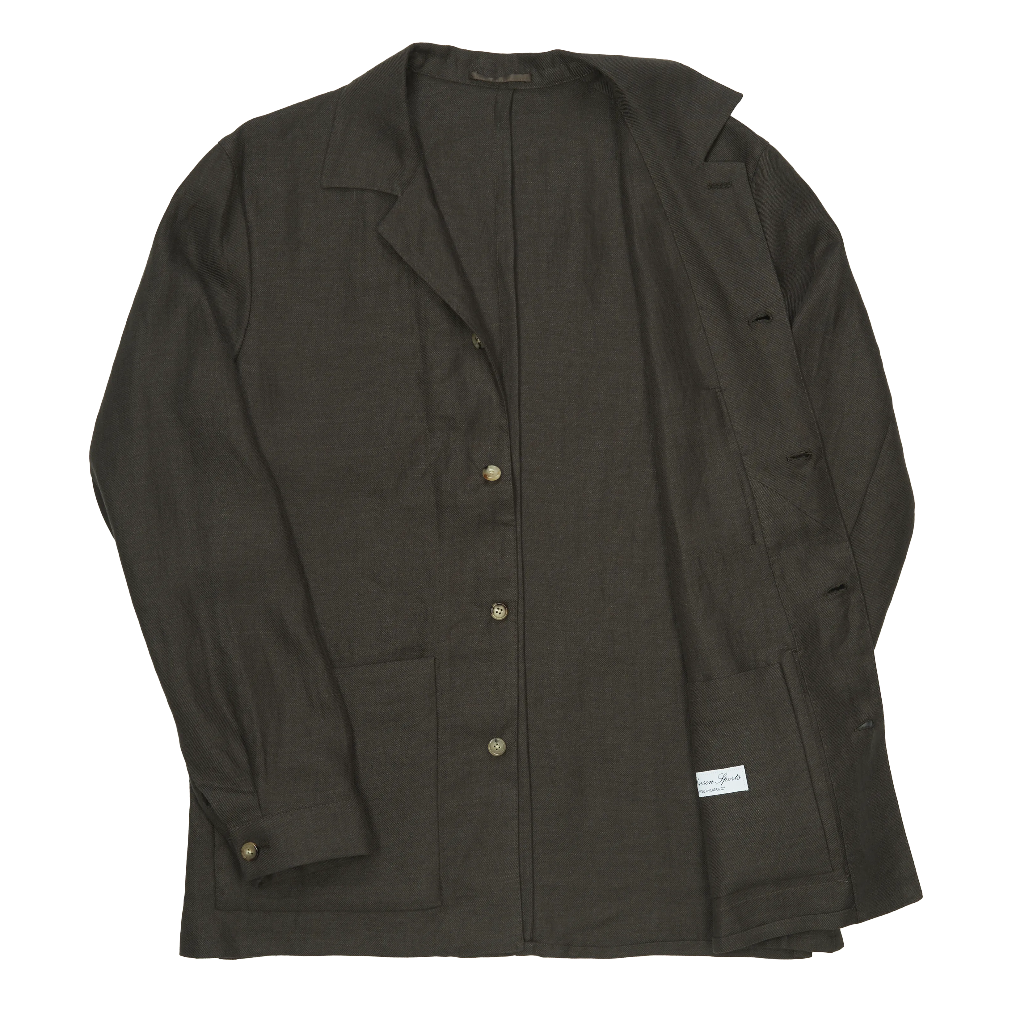 P. Johnson Shirt Jacket in Dark Brown Linen Twill