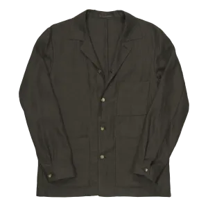 P. Johnson Shirt Jacket in Dark Brown Linen Twill