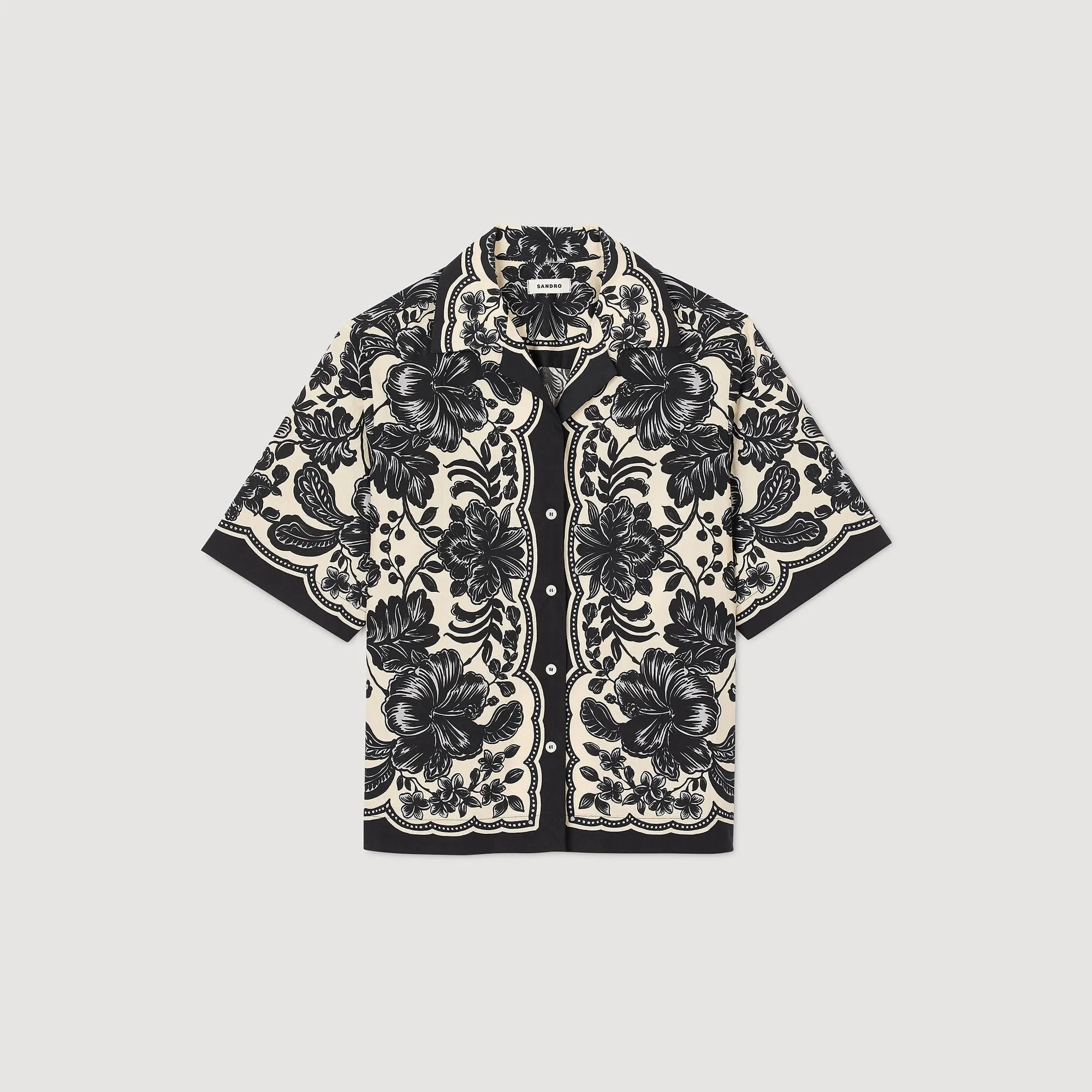 Perrine Floral Motif Shirt Ecru / Black