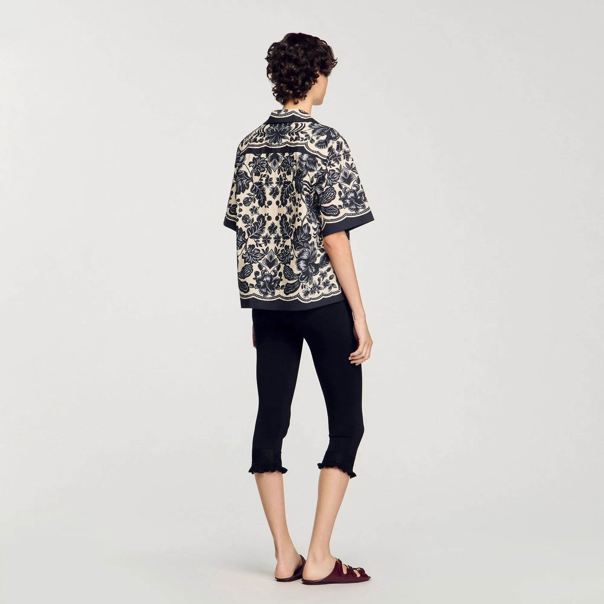 Perrine Floral Motif Shirt Ecru / Black