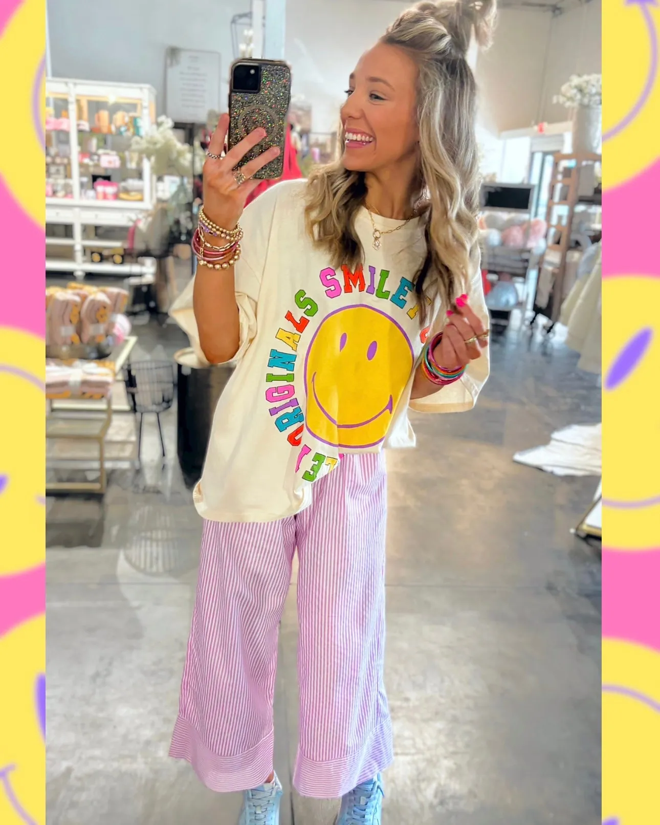 Petal Pink Striped Wide Leg Pants