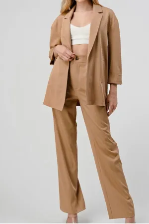 RELAXED FIT PINSTRIPED BLAZER