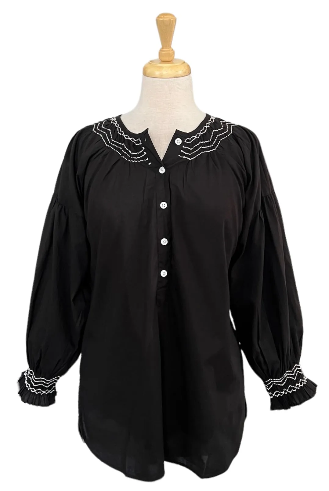 Remy Smocked Shirt Black