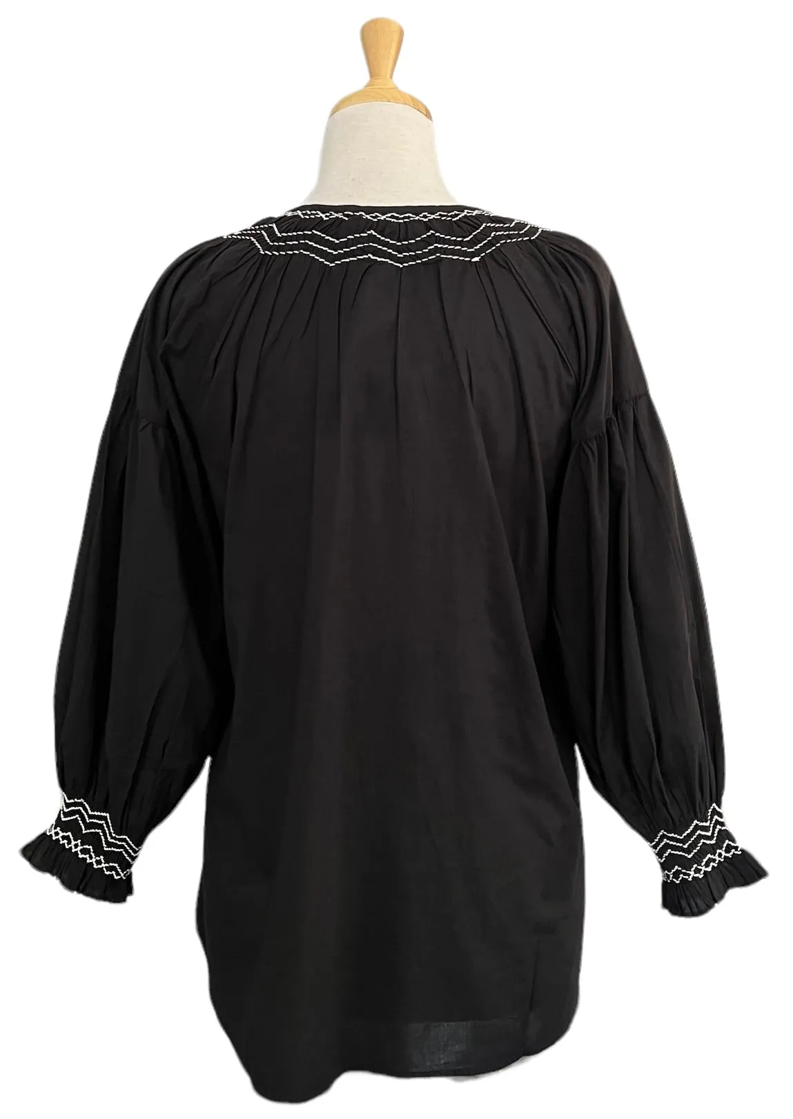 Remy Smocked Shirt Black