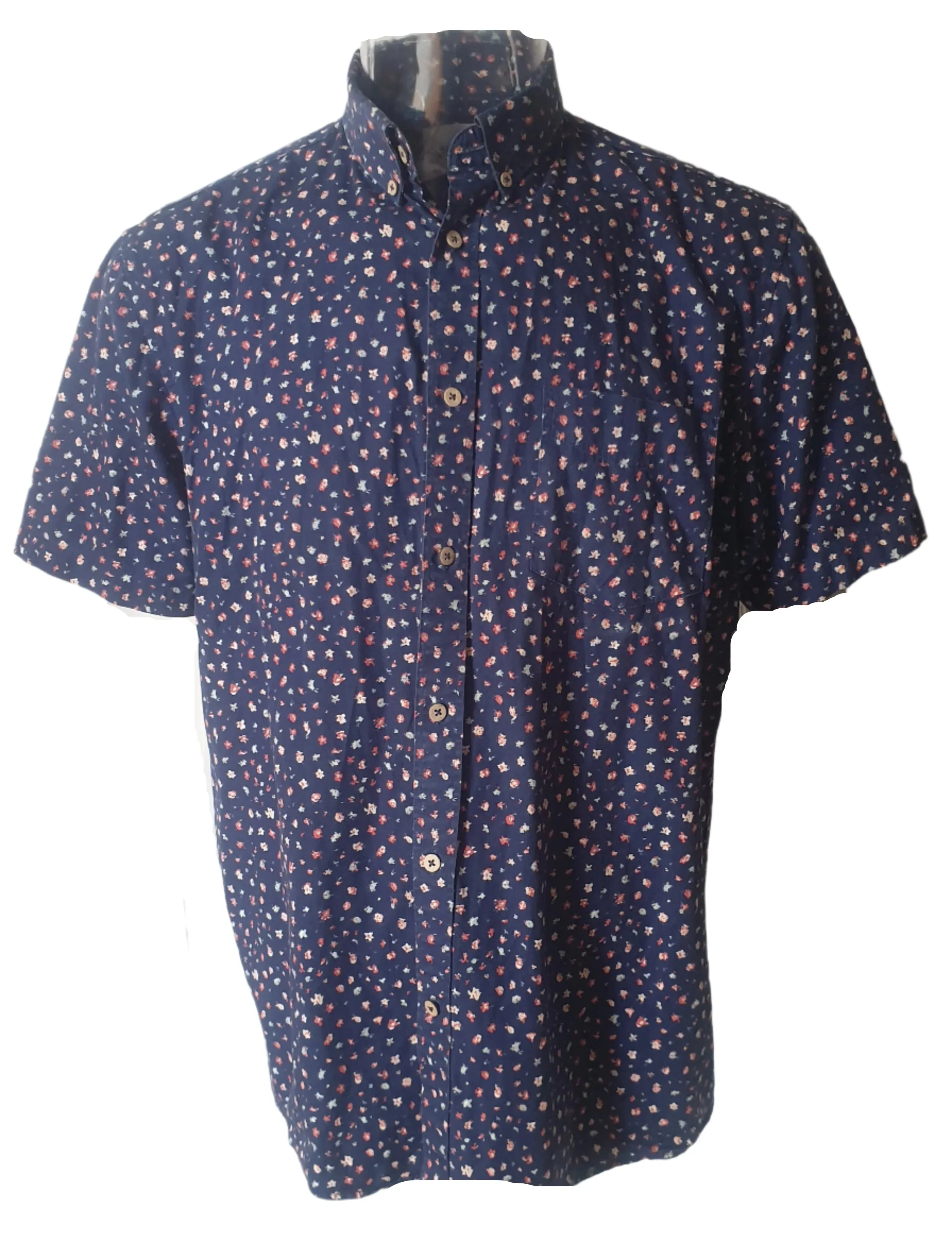 SALE Barkers Navy Floral Men's Shirt (XL)