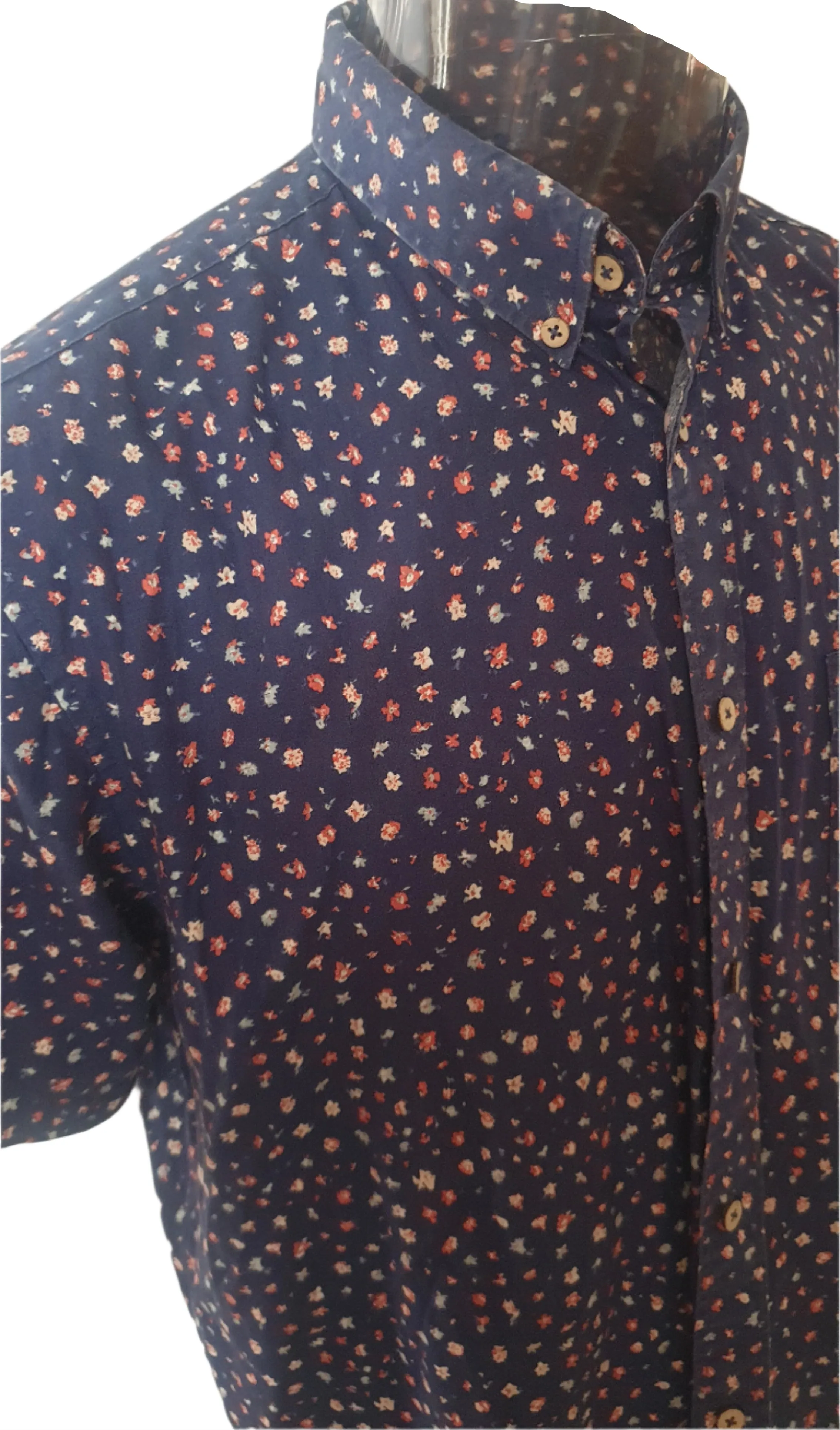 SALE Barkers Navy Floral Men's Shirt (XL)