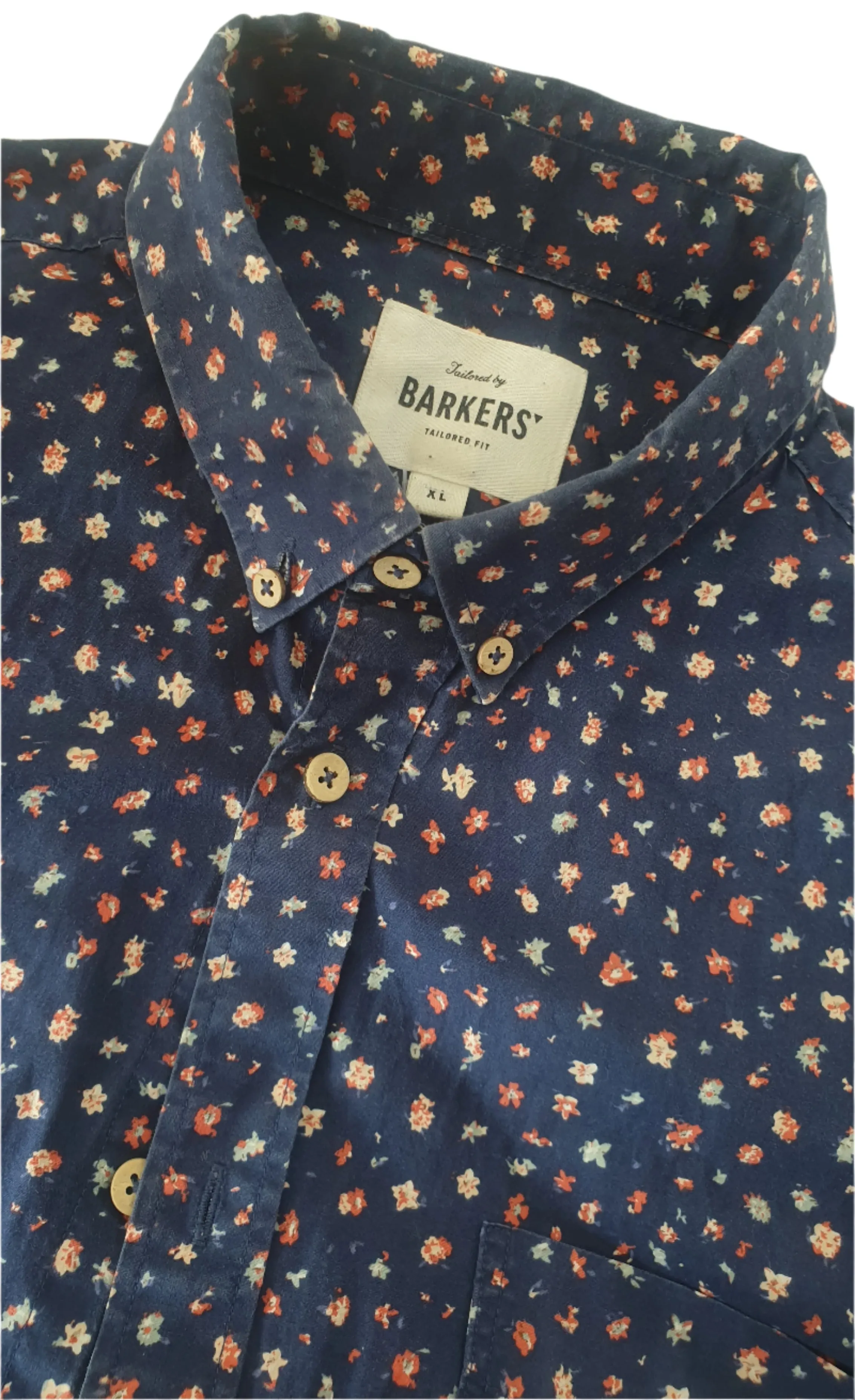 SALE Barkers Navy Floral Men's Shirt (XL)