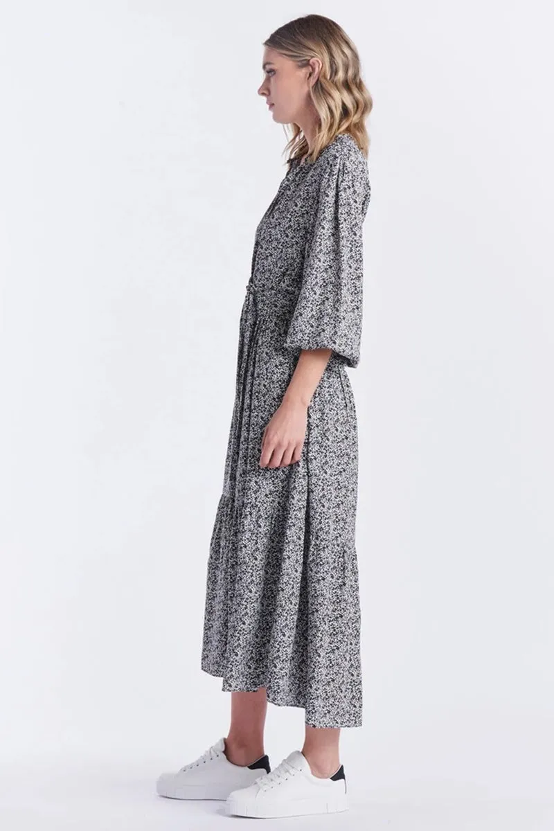 Sass - Dayla Midi Dress - Black Ditsy