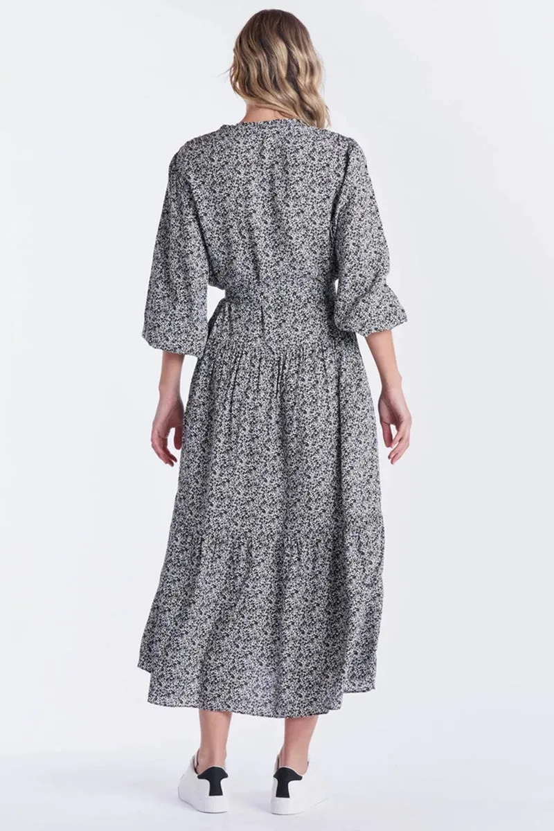 Sass - Dayla Midi Dress - Black Ditsy
