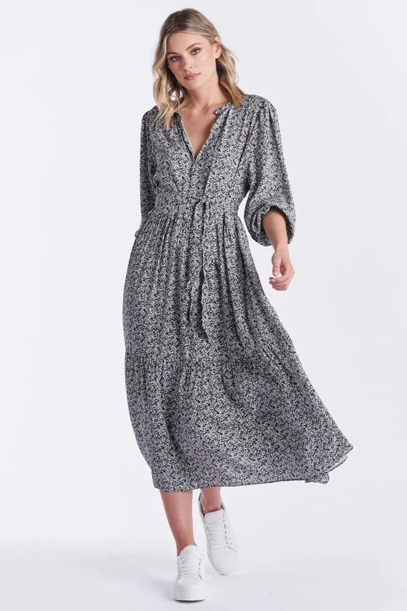 Sass - Dayla Midi Dress - Black Ditsy