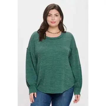 Say Hello To Sweater Season Plus Forest Green Drop Shoulder Sweater