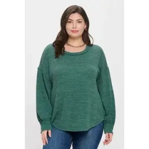 Say Hello To Sweater Season Plus Forest Green Drop Shoulder Sweater
