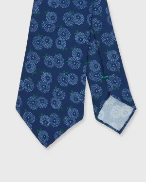 Silk Print Tie in Midnight/Moss Large Flower
