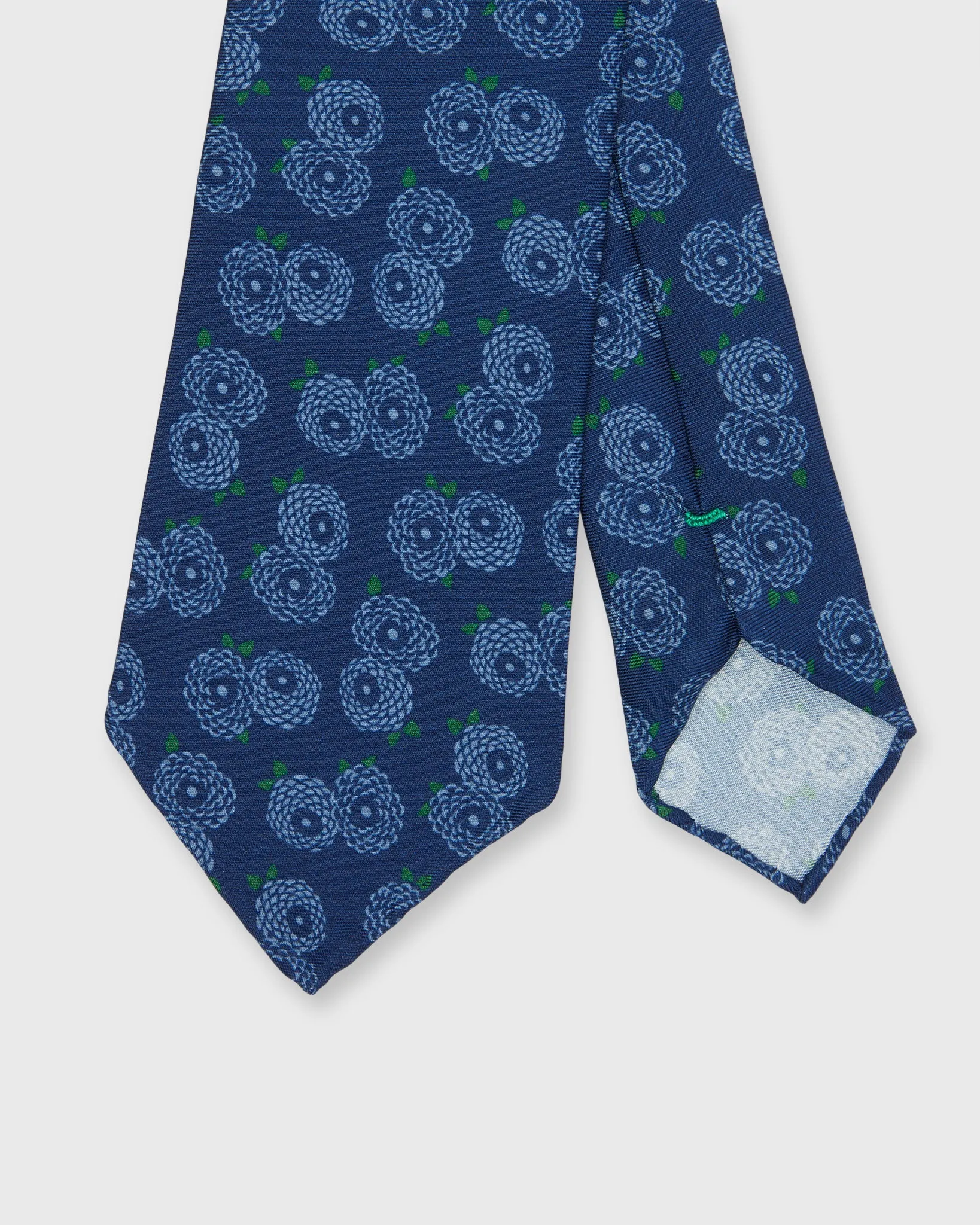 Silk Print Tie in Midnight/Moss Large Flower