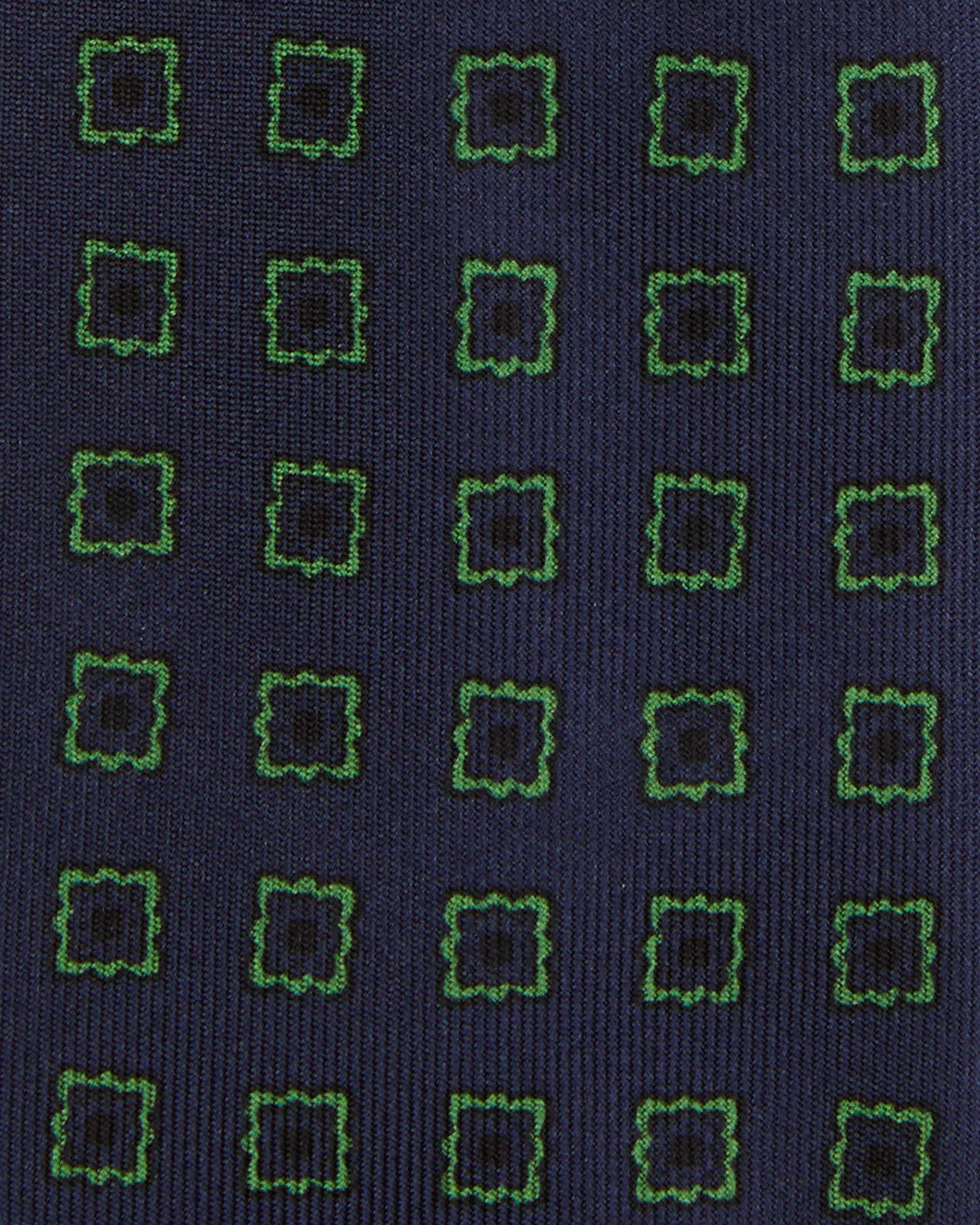 Silk Print Tie in Navy/Fern Diamond