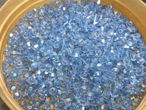 Sky Blue Transparent Bicone Crystal Glass Beads (Wholesale)