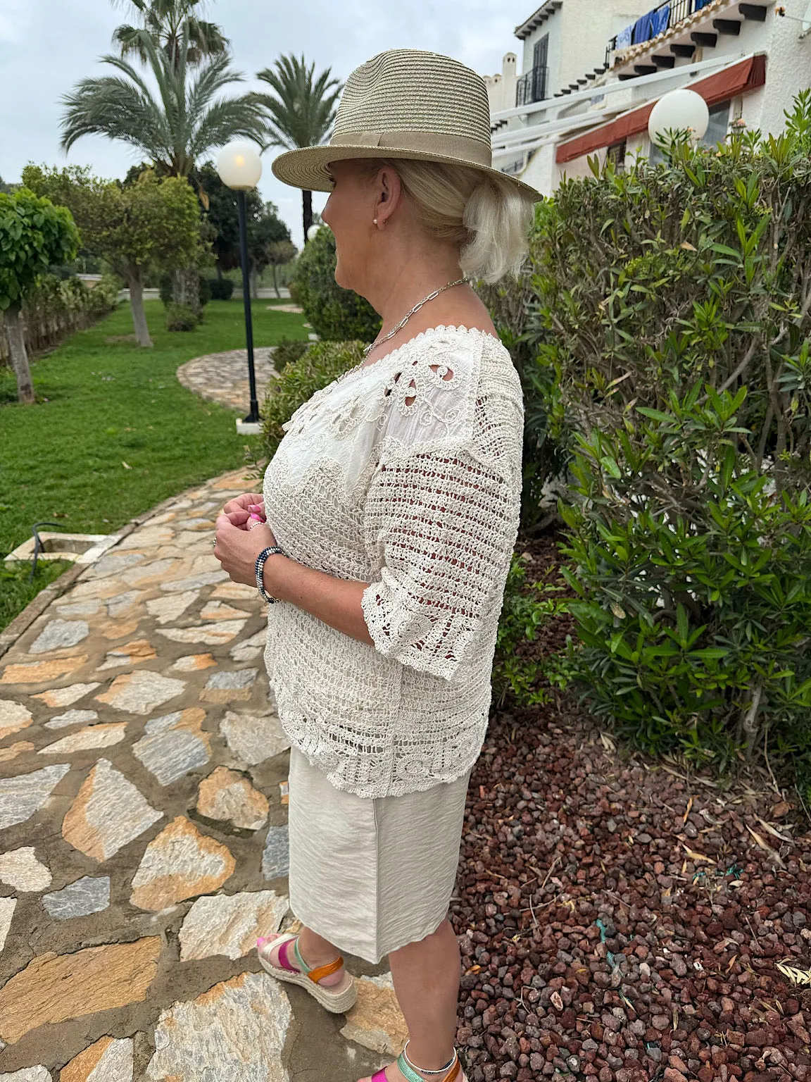Stone Crochet Tie Front Cardi Tina