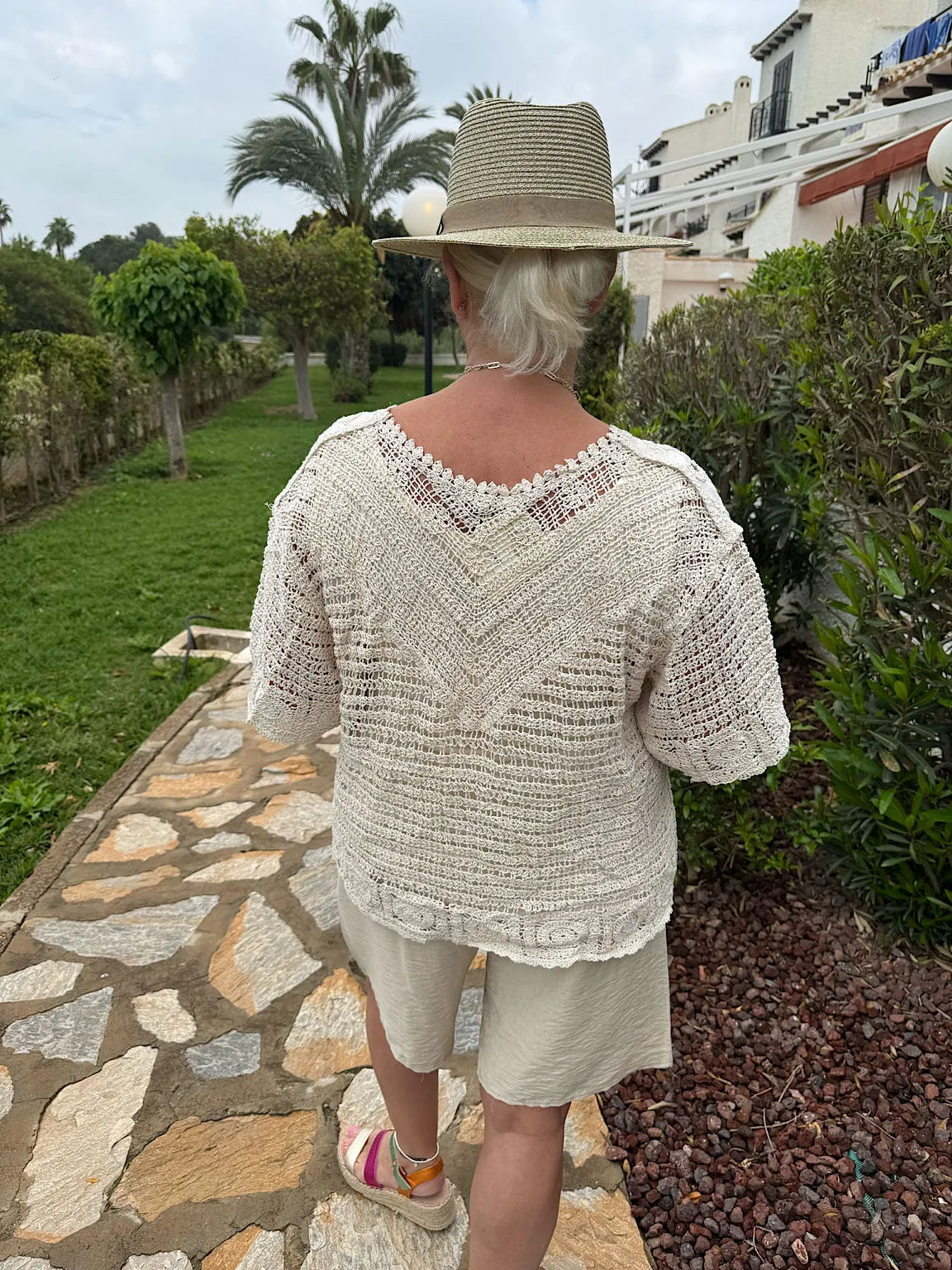 Stone Crochet Tie Front Cardi Tina