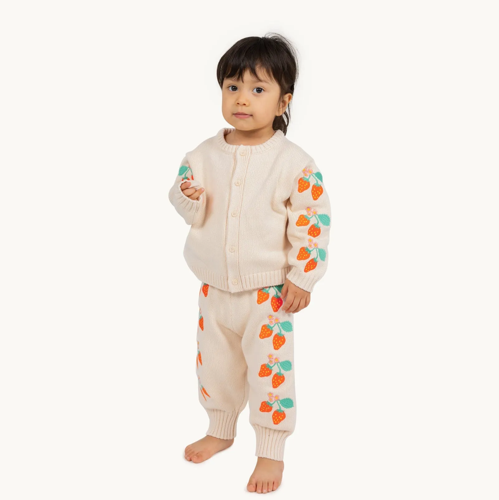 Strawberries Baby Cardigan Light Cream