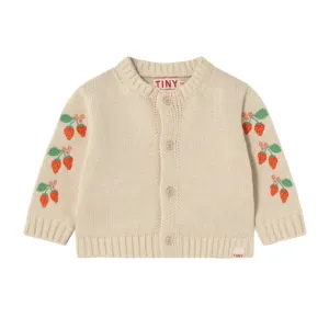 Strawberries Baby Cardigan Light Cream