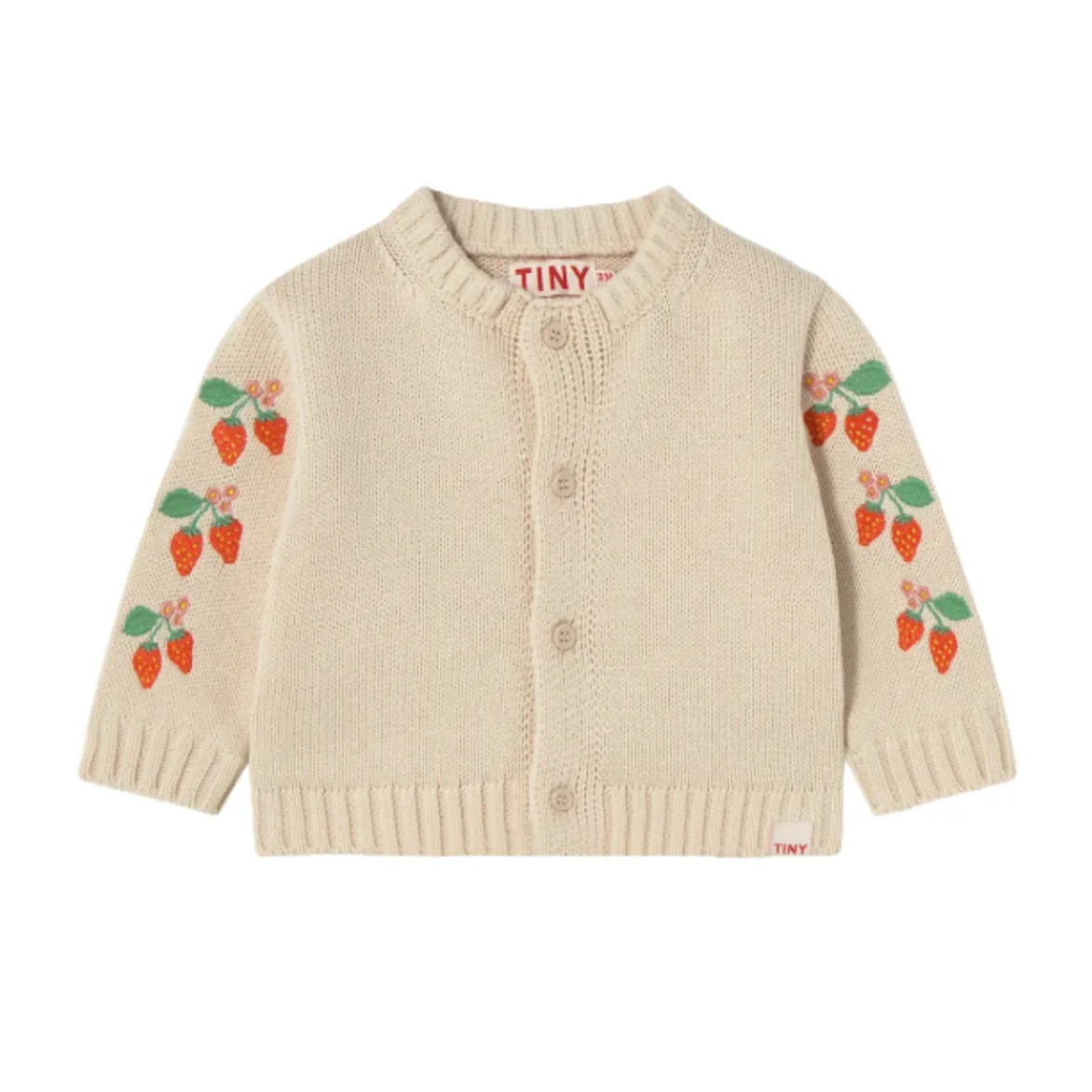 Strawberries Baby Cardigan Light Cream