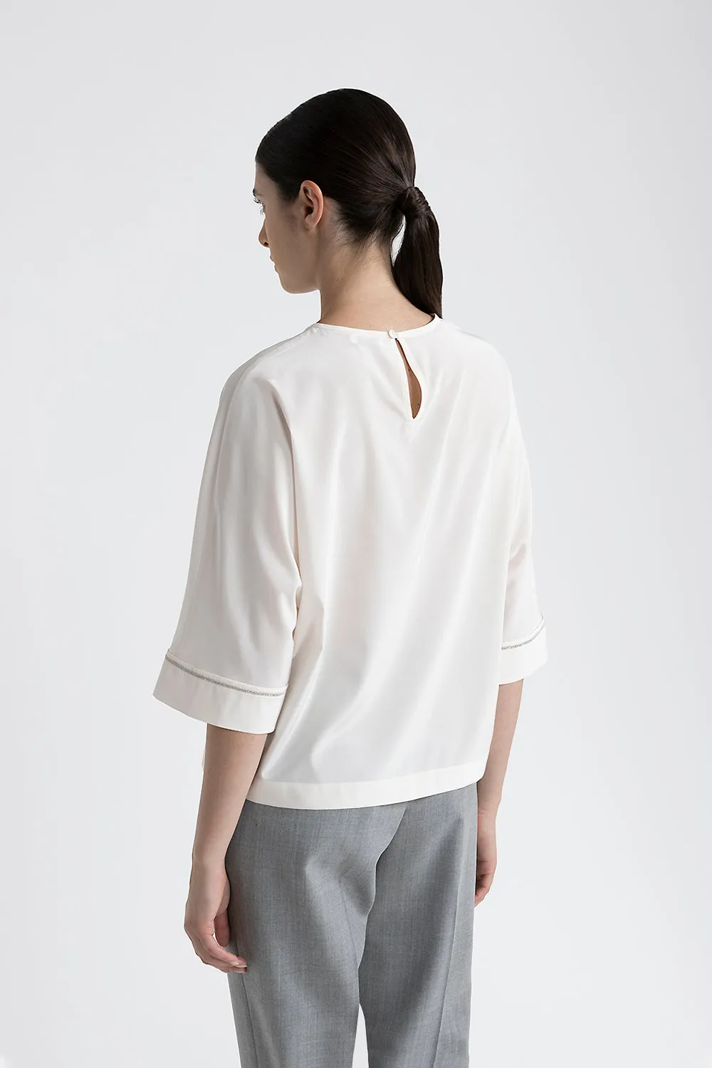 Stretch silk crepe de chine blouse