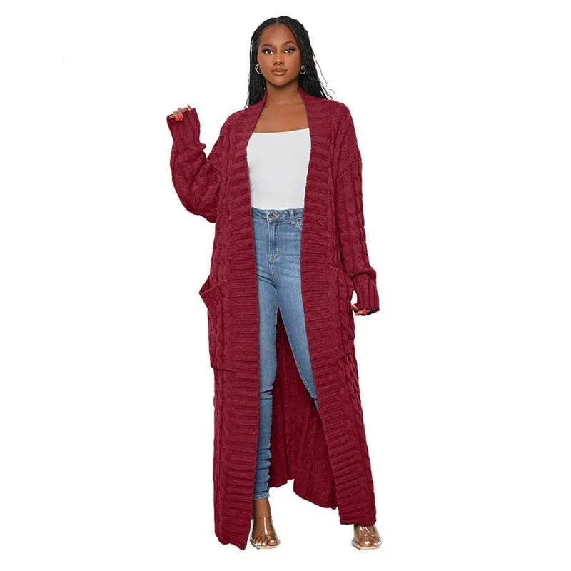 Stylish Cable Knit Dual Pocket Cardigan