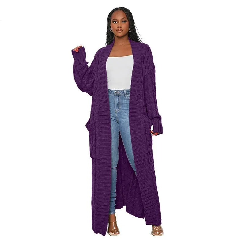 Stylish Cable Knit Dual Pocket Cardigan