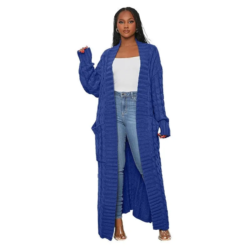 Stylish Cable Knit Dual Pocket Cardigan