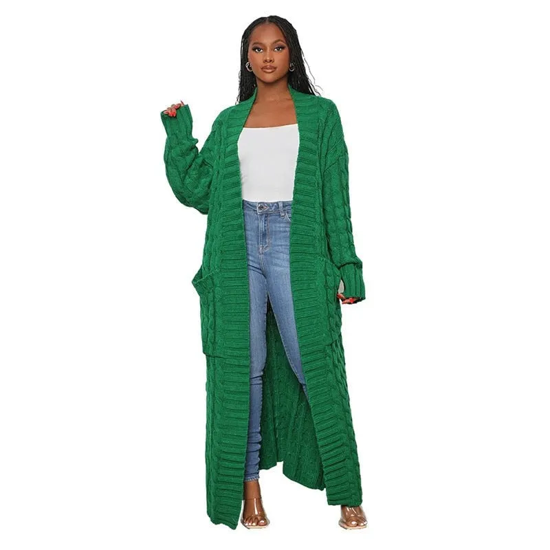 Stylish Cable Knit Dual Pocket Cardigan