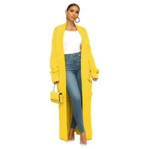 Stylish Cable Knit Dual Pocket Cardigan