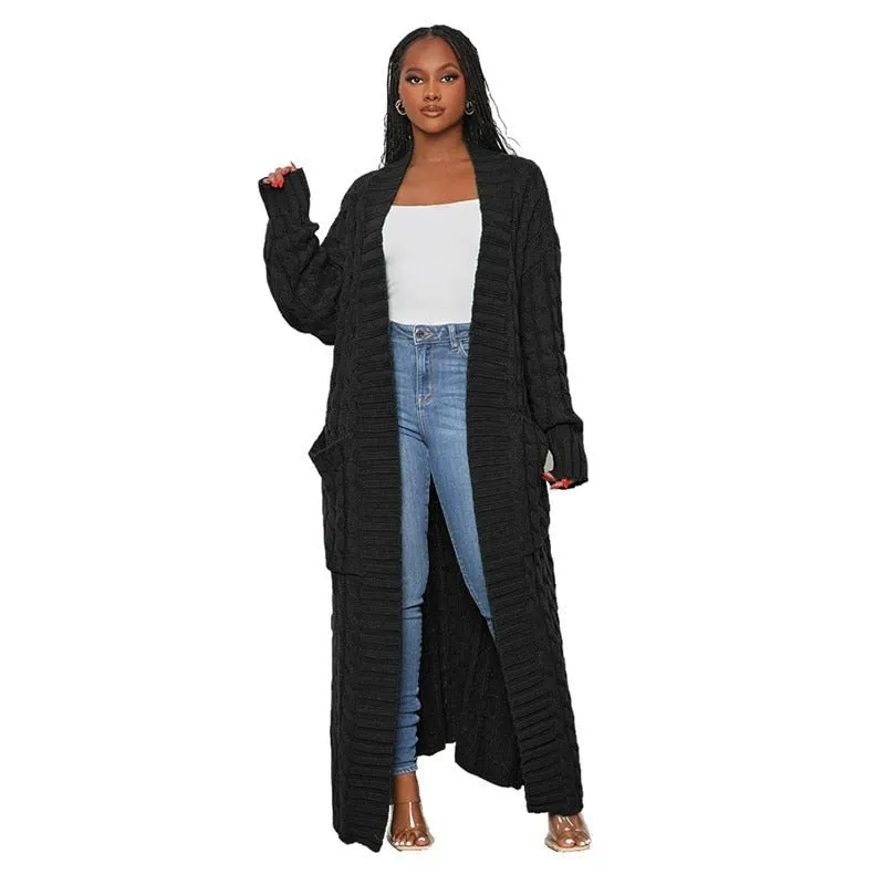 Stylish Cable Knit Dual Pocket Cardigan