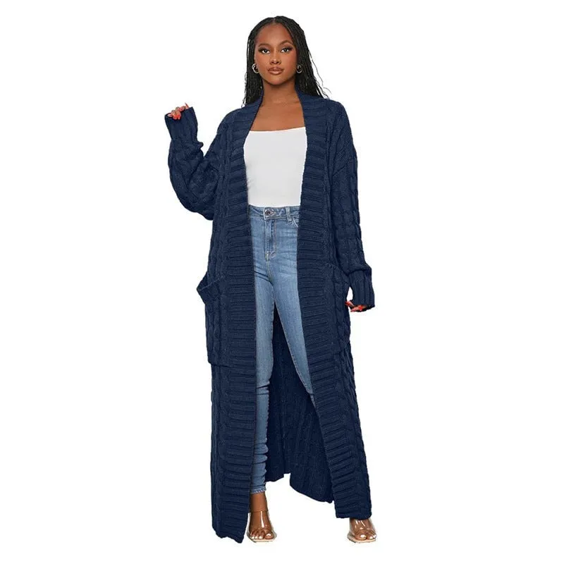 Stylish Cable Knit Dual Pocket Cardigan