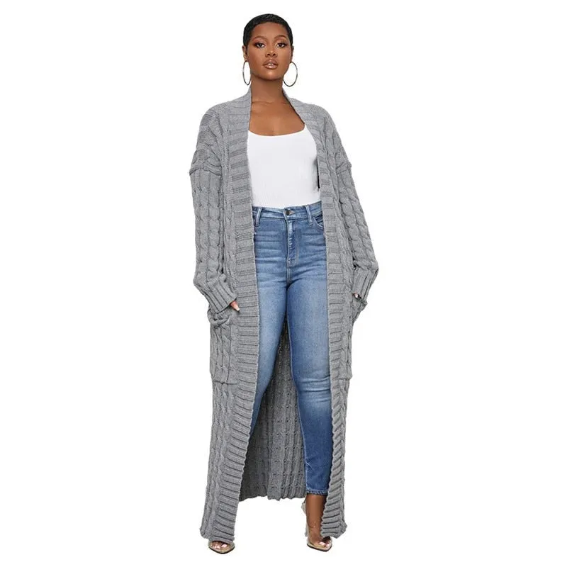 Stylish Cable Knit Dual Pocket Cardigan