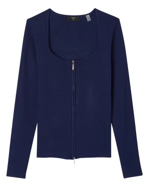 Sweetheart Neck Zip Front Cardigan