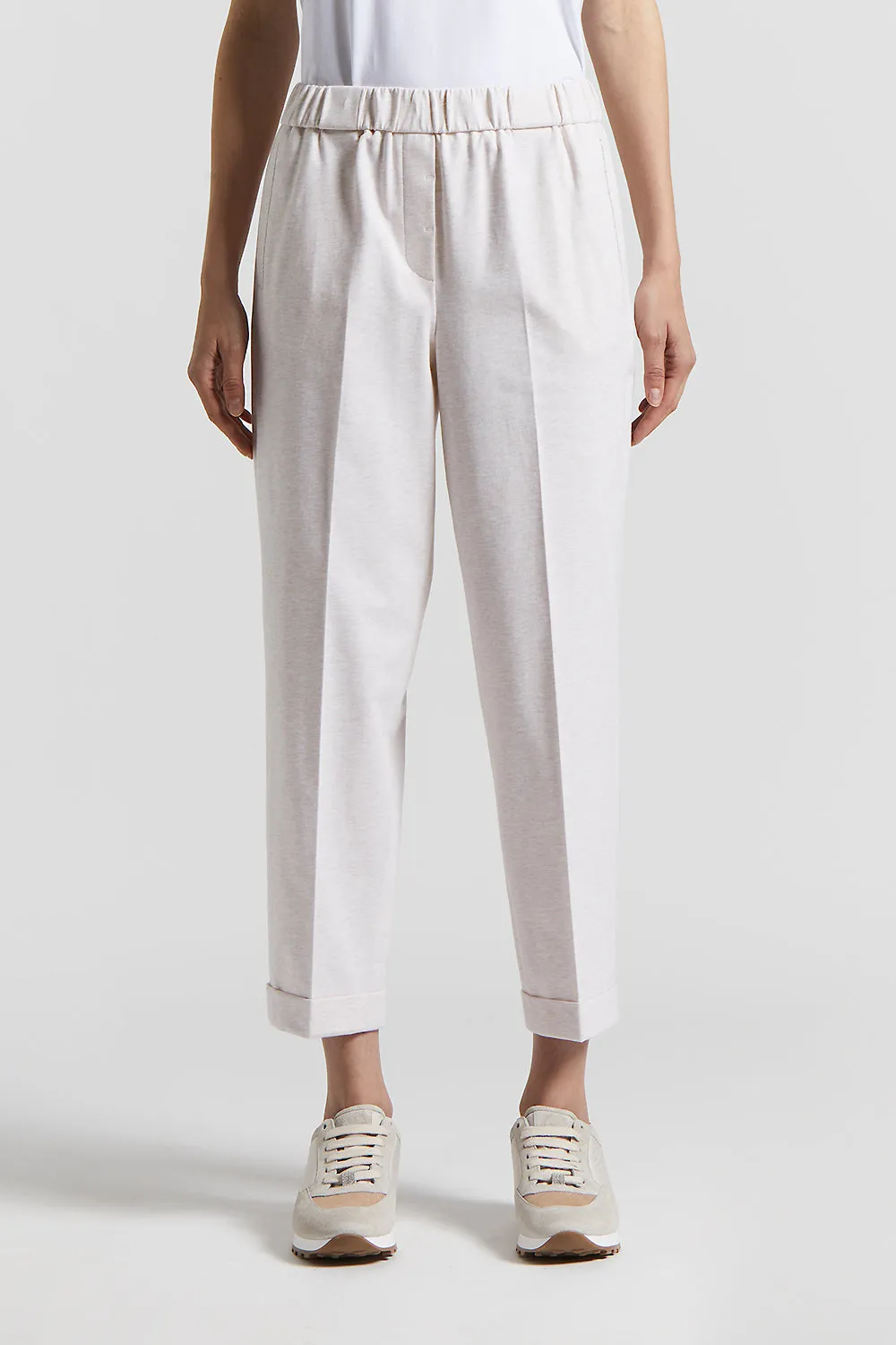 Trousers in soft, light stretch cotton fleece