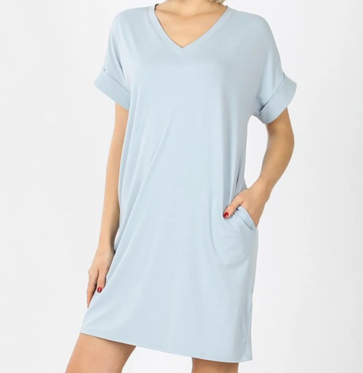 V-neck short sleeve dress