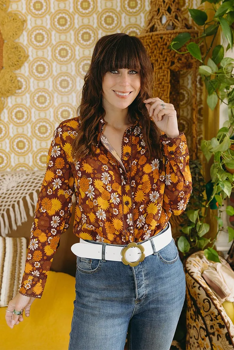 Viola Lee Brown Floral Blouse